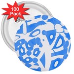 Blue summer design 3  Buttons (100 pack) 