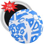 Blue summer design 3  Magnets (100 pack)