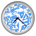 Blue summer design Wall Clocks (Silver) 