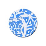 Blue summer design Rubber Round Coaster (4 pack) 