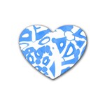 Blue summer design Rubber Coaster (Heart) 