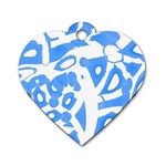 Blue summer design Dog Tag Heart (Two Sides)