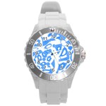 Blue summer design Round Plastic Sport Watch (L)