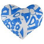 Blue summer design Large 19  Premium Heart Shape Cushions