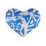 Blue summer design Standard 16  Premium Flano Heart Shape Cushions