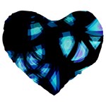 Blue light Large 19  Premium Flano Heart Shape Cushions