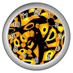 Yellow design Wall Clocks (Silver) 