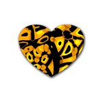 Yellow design Rubber Coaster (Heart) 