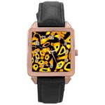 Yellow design Rose Gold Leather Watch 