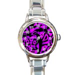 Purple design Round Italian Charm Watch