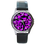 Purple design Round Metal Watch