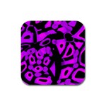 Purple design Rubber Square Coaster (4 pack) 