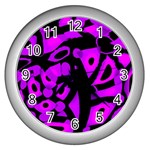 Purple design Wall Clocks (Silver) 