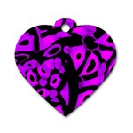 Purple design Dog Tag Heart (One Side)