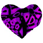 Purple design Large 19  Premium Heart Shape Cushions