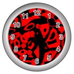 Red design Wall Clocks (Silver) 