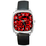 Red design Square Metal Watch