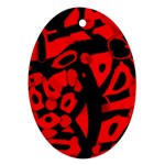 Red design Oval Ornament (Two Sides)