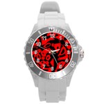 Red design Round Plastic Sport Watch (L)
