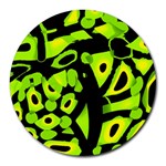 Green neon abstraction Round Mousepads