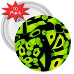 Green neon abstraction 3  Buttons (10 pack) 