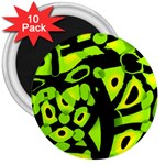 Green neon abstraction 3  Magnets (10 pack) 