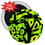 Green neon abstraction 3  Magnets (100 pack)