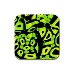 Green neon abstraction Rubber Square Coaster (4 pack) 