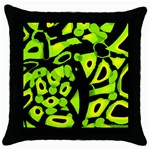 Green neon abstraction Throw Pillow Case (Black)