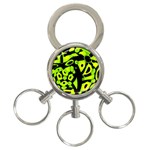Green neon abstraction 3-Ring Key Chains