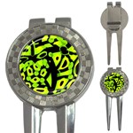 Green neon abstraction 3-in-1 Golf Divots
