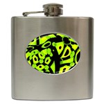Green neon abstraction Hip Flask (6 oz)