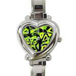 Green neon abstraction Heart Italian Charm Watch