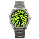 Green neon abstraction Sport Metal Watch