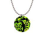 Green neon abstraction Button Necklaces