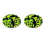 Green neon abstraction Cufflinks (Oval)
