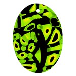 Green neon abstraction Oval Ornament (Two Sides)