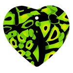 Green neon abstraction Heart Ornament (2 Sides)