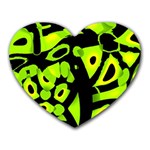 Green neon abstraction Heart Mousepads