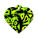 Green neon abstraction Dog Tag Heart (One Side)