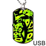 Green neon abstraction Dog Tag USB Flash (Two Sides) 