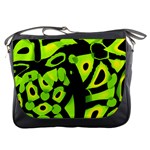 Green neon abstraction Messenger Bags