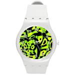 Green neon abstraction Round Plastic Sport Watch (M)