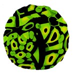 Green neon abstraction Large 18  Premium Round Cushions