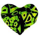 Green neon abstraction Large 19  Premium Heart Shape Cushions