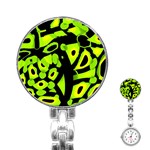 Green neon abstraction Stainless Steel Nurses Watch
