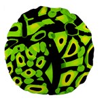 Green neon abstraction Large 18  Premium Flano Round Cushions