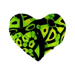 Green neon abstraction Standard 16  Premium Flano Heart Shape Cushions