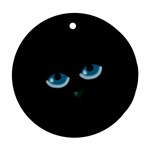 Halloween - black cat - blue eyes Ornament (Round) 