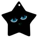 Halloween - black cat - blue eyes Ornament (Star) 